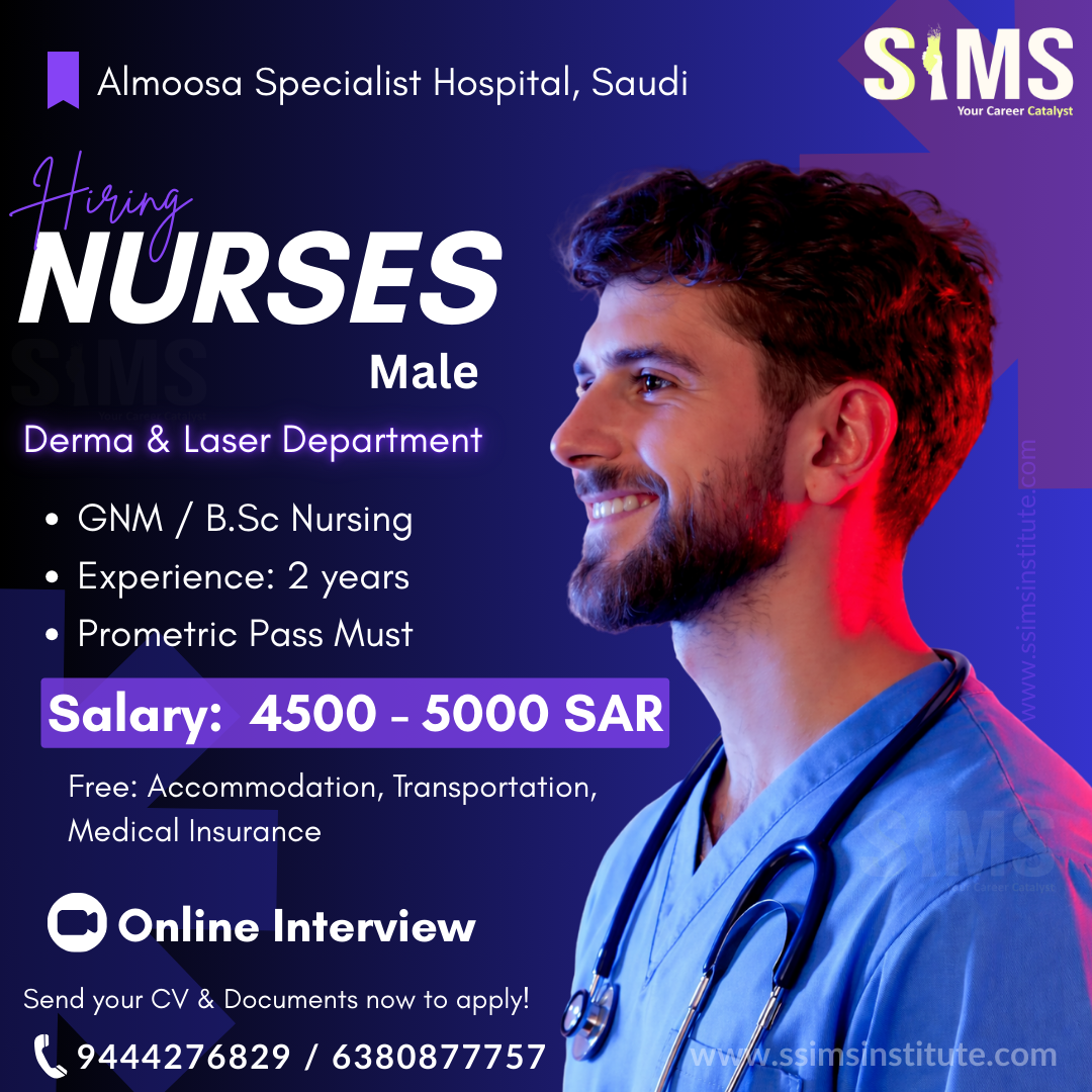 Male Nurse – Derma & Laser Department (Saudi Arabia) — job poster